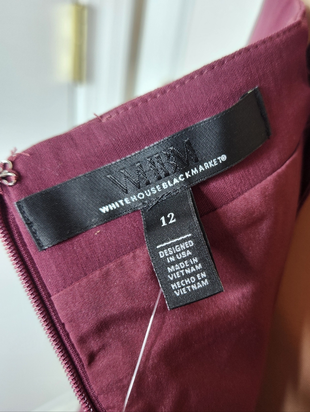 WHBM Sleeveless Front Button Sheath Dress Windsor Wine Size 12 NWT - Picture 10 of 14